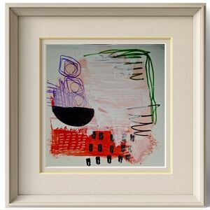 Abstract Art with Red and Green Accents - One of a Kind